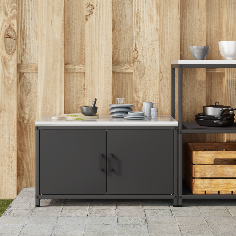 Produktbild för Köksförvaring HATTEM Svart 90 x 50 x 53 cm Stål