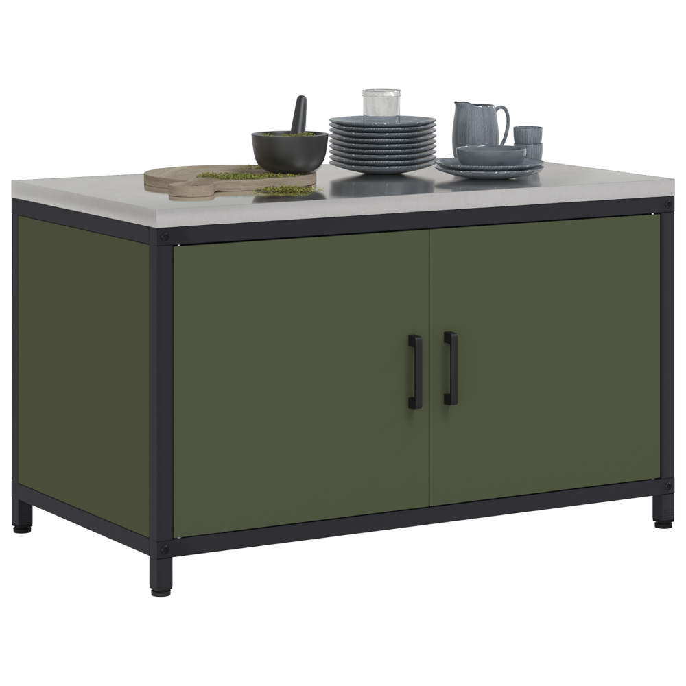 Produktbild för Köksförvaring HATTEM Olivgrön 90 x 50 x 53 cm Stål