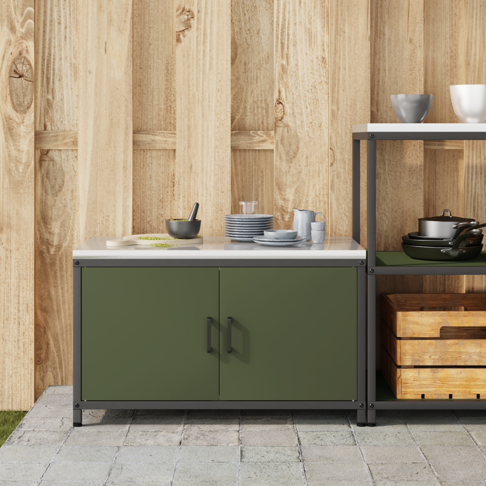 Produktbild för Köksförvaring HATTEM Olivgrön 90 x 50 x 53 cm Stål