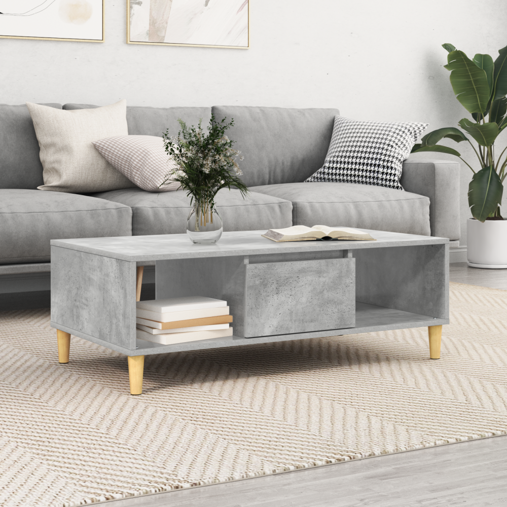 Produktbild för Kaffeebord Betonggrå 102 x 55 x 35 cm Konstruerat trä