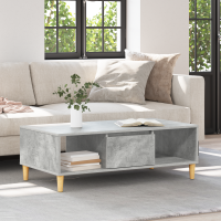 Produktbild för Kaffeebord Betonggrå 102 x 55 x 35 cm Konstruerat trä