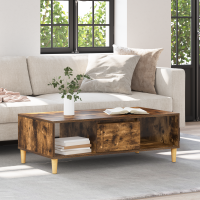 Produktbild för Kaffeebord Rökt ek 102 x 55 x 35 cm Konstruerat trä