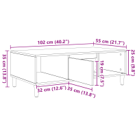 Produktbild för Kaffeebord Rökt ek 102 x 55 x 35 cm Konstruerat trä