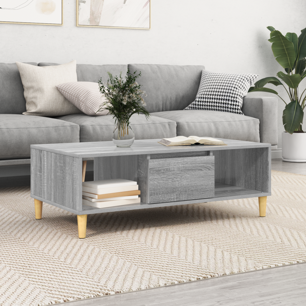 Produktbild för Kaffeebord Grå Sonoma 102 x 55 x 35 cm Konstruerat trä
