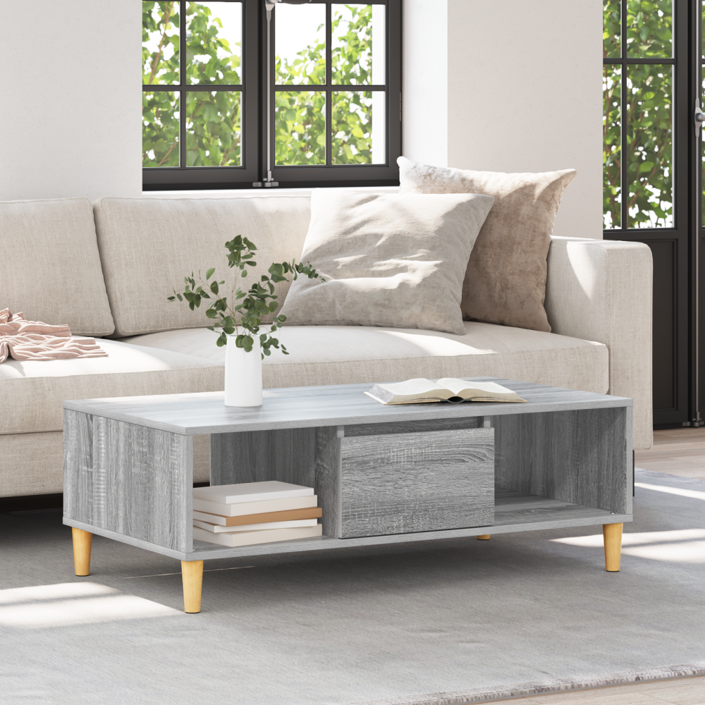 Produktbild för Kaffeebord Grå Sonoma 102 x 55 x 35 cm Konstruerat trä