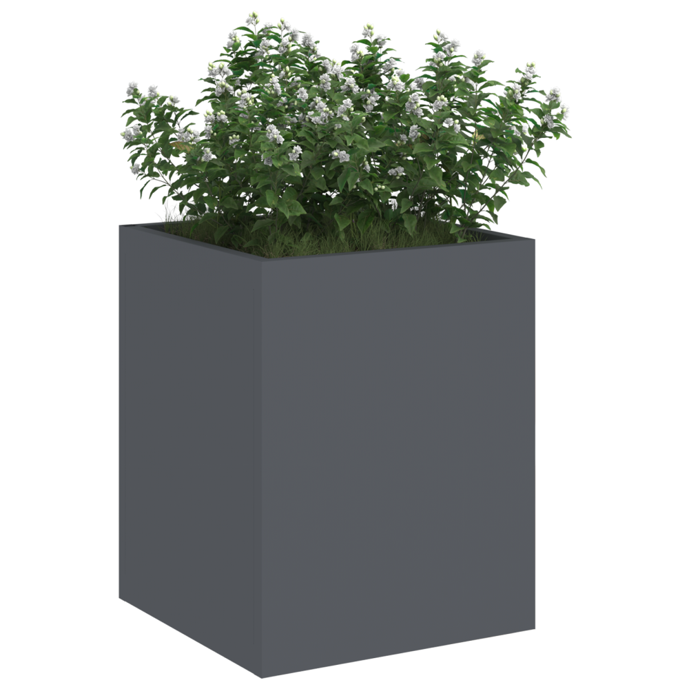 Produktbild för Trädgårdsplanterare Antracit 32 x 32 x 40 cm Kallvalsat stål