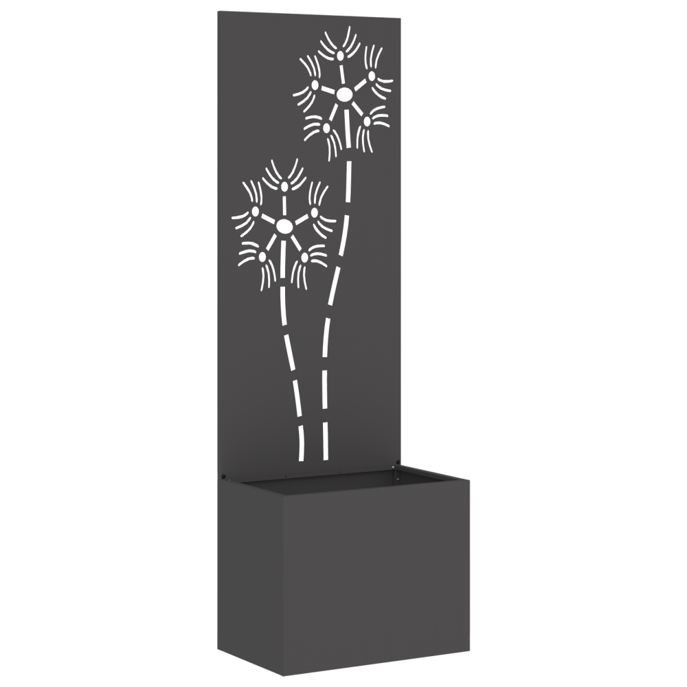 Produktbild för Trädgårds integritetsskärm Blommor Svart 50 x 32 x 150 cm