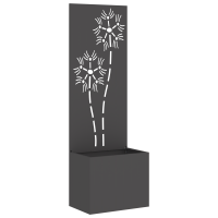 Produktbild för Trädgårds integritetsskärm Blommor Svart 50 x 32 x 150 cm