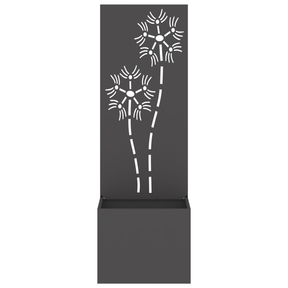 Produktbild för Trädgårds integritetsskärm Blommor Svart 50 x 32 x 150 cm