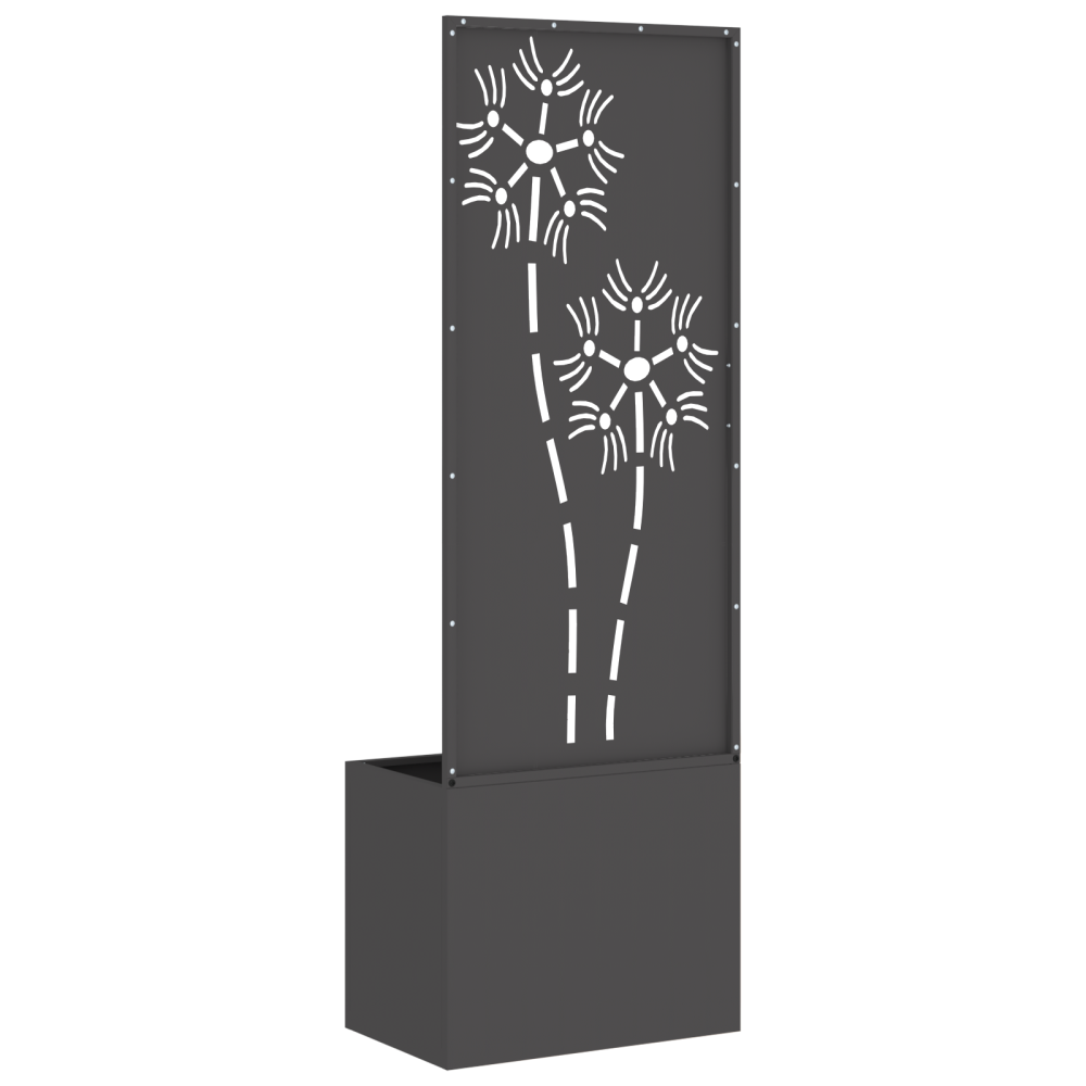 Produktbild för Trädgårds integritetsskärm Blommor Svart 50 x 32 x 150 cm