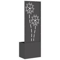 Produktbild för Trädgårds integritetsskärm Blommor Svart 50 x 32 x 150 cm