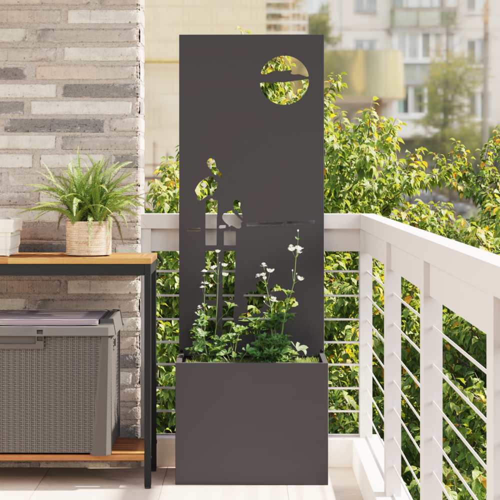 Produktbild för Trädgårds integritetsskärm Svart 50 x 150 cm Kallvalsat stål