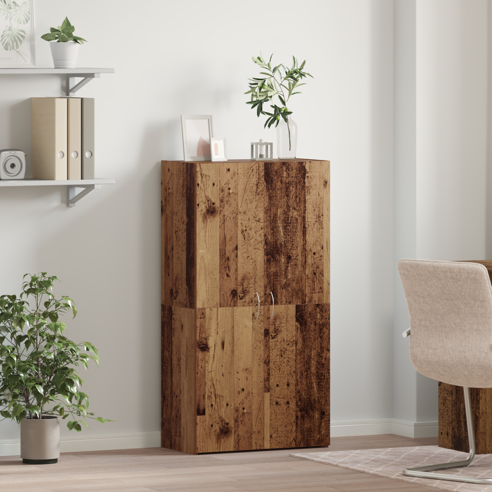 Produktbild för Kontorsskåp med hylla Svart Ek 60 x 32 x 115 cm Konstruerat trä