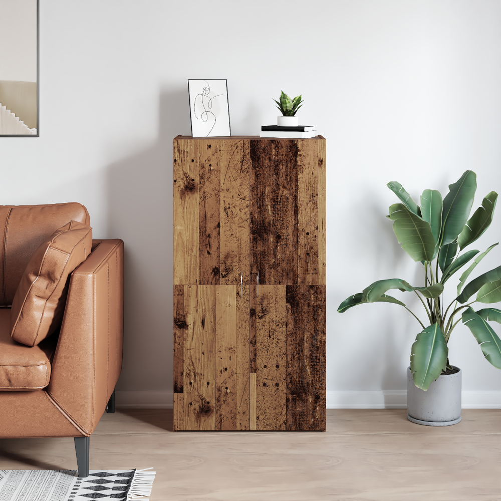 Produktbild för Kontorsskåp med hylla Svart Ek 60 x 32 x 115 cm Konstruerat trä