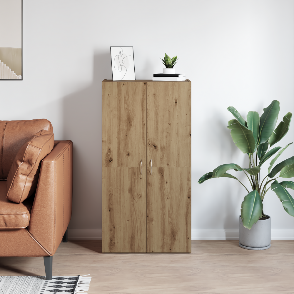 Produktbild för Kontorsskåp Gammalt trä 60 x 32 x 115 cm Konstruerat trä