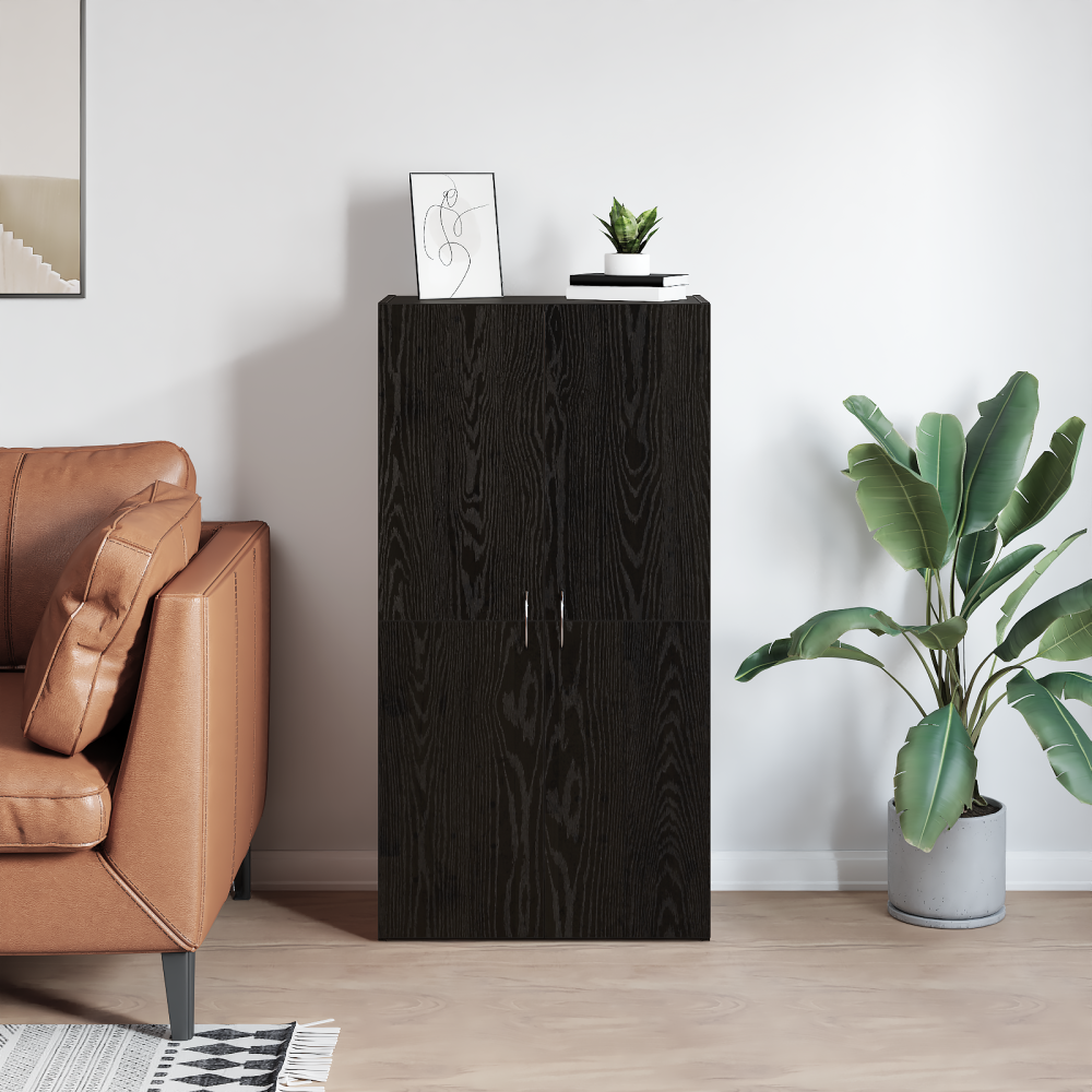 Produktbild för Kontorsskåp Svart ek 60 x 32 x 115 cm Konstruerat trä