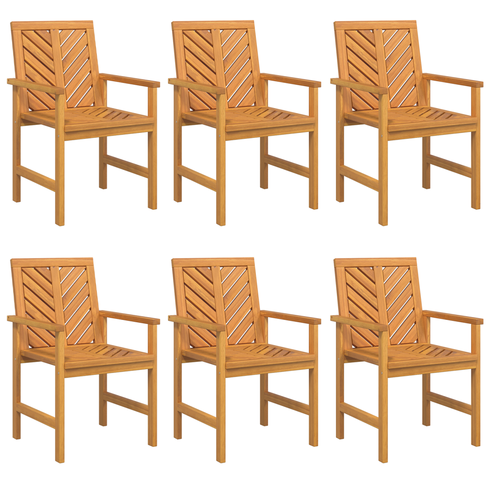 Produktbild för Matstol 6 pcs Naturfärg Massivt Akaciaträ