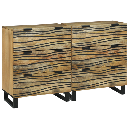 vidaXL Skänksats 2 pcs Naturfärg 120 x 33,5 x 75 cm Massivt mangoträ