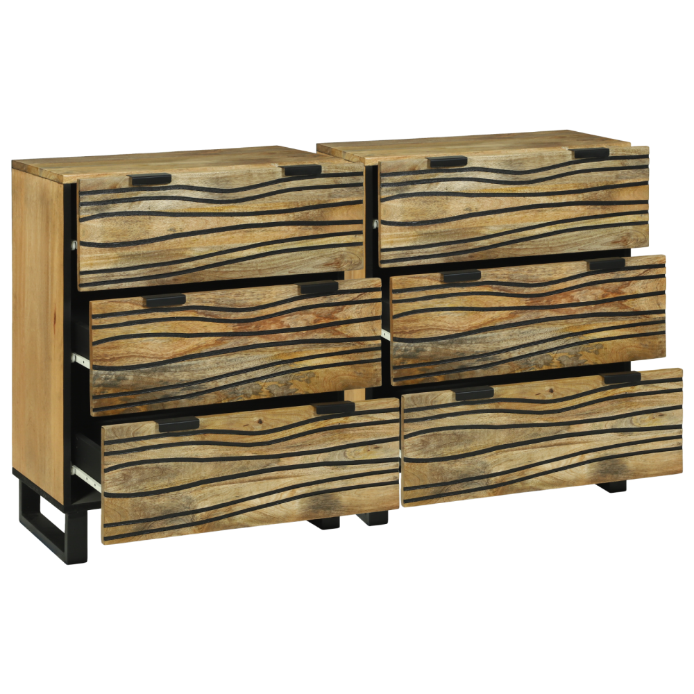 Produktbild för Skänksats 2 pcs Naturfärg 120 x 33,5 x 75 cm Massivt mangoträ