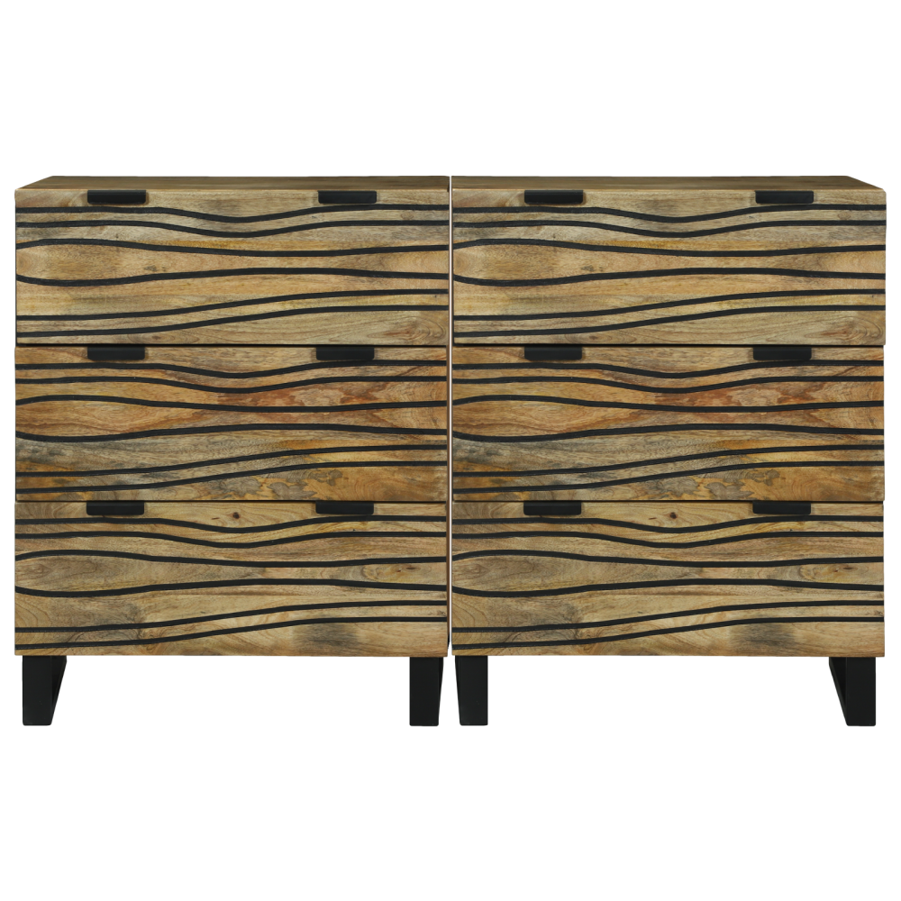 Produktbild för Skänksats 2 pcs Naturfärg 120 x 33,5 x 75 cm Massivt mangoträ
