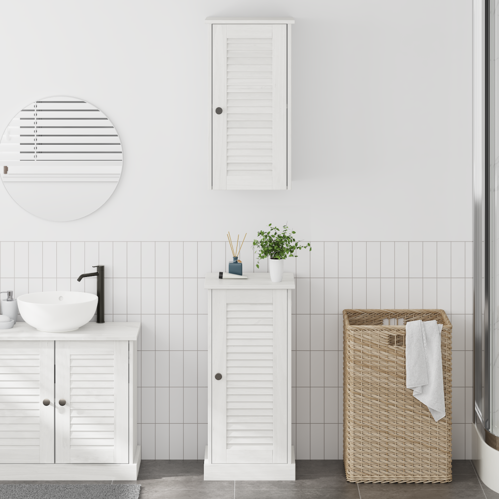 Produktbild för Badrumsmöbelset VIGO 2 pcs Vit och antikvit Massiv furu