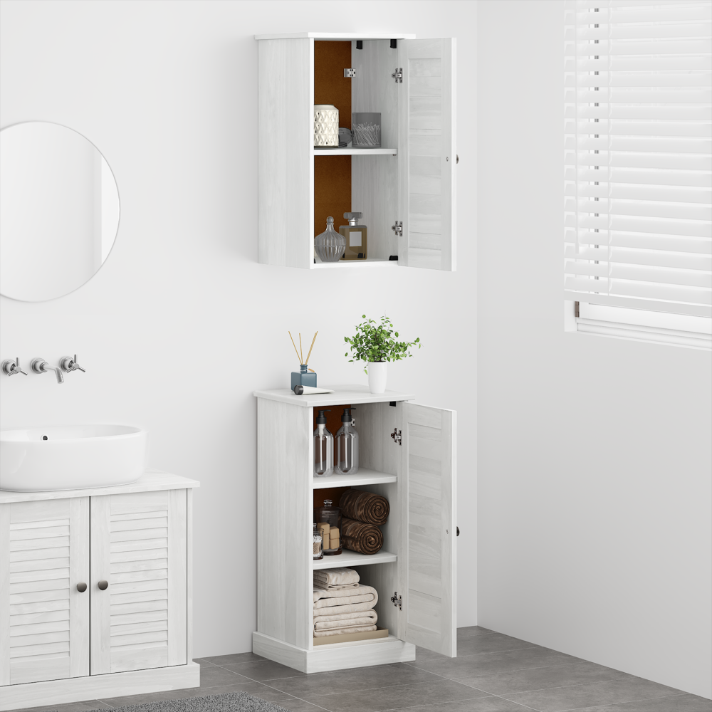 Produktbild för Badrumsmöbelset VIGO 2 pcs Vit och antikvit Massiv furu