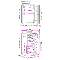 Produktbild för Badrumsskåp VIGO 2 pcs Vit och antikvit 37 x 34 x 80 cm