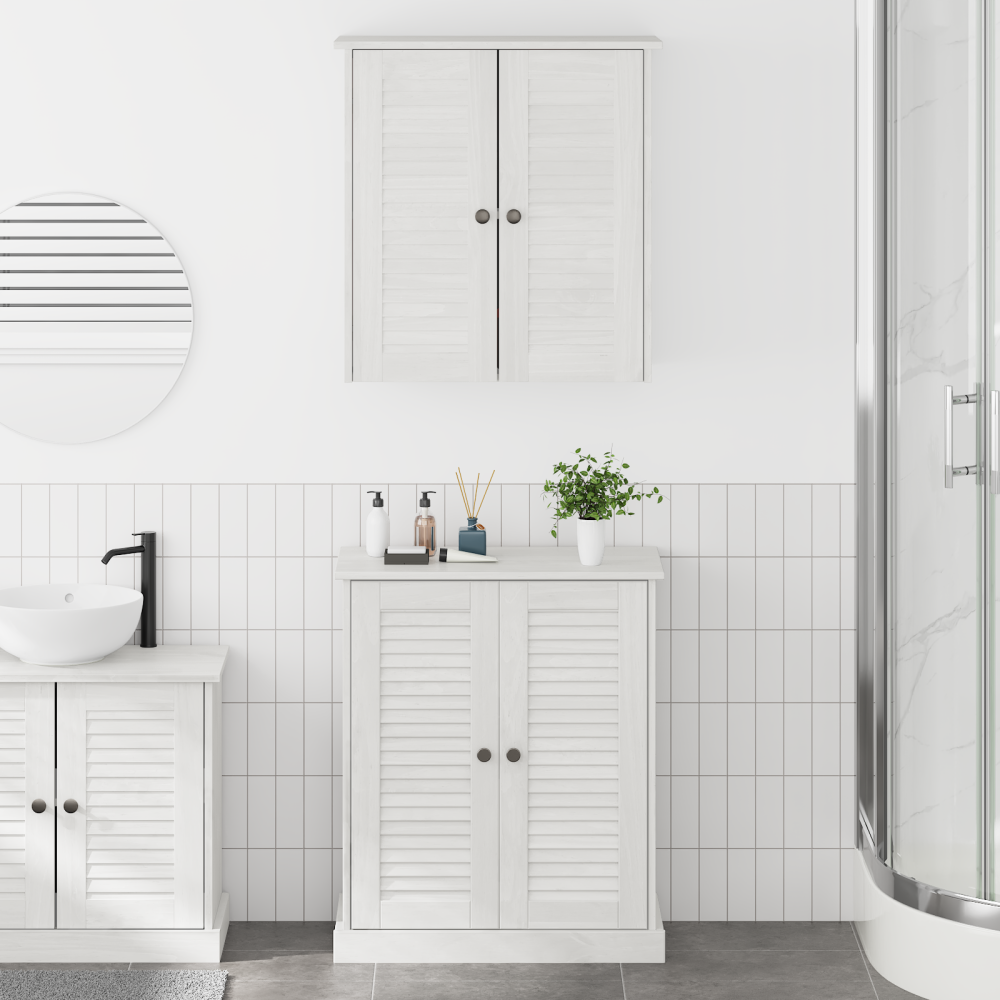 Produktbild för Badrumsmöbelset 2 pcs Vit och antikvit 67,5 x 34 x 80 cm