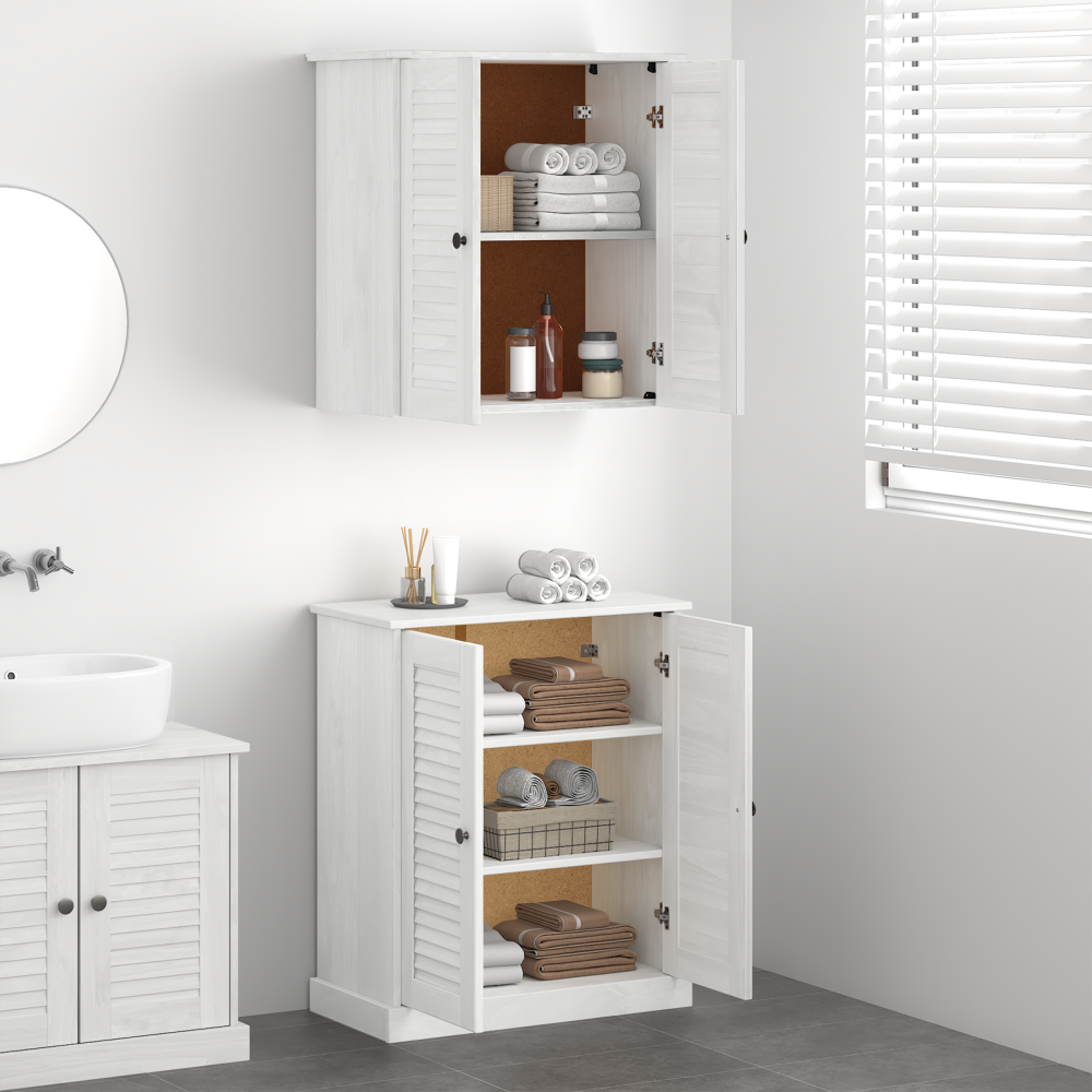 Produktbild för Badrumsmöbelset 2 pcs Vit och antikvit 67,5 x 34 x 80 cm