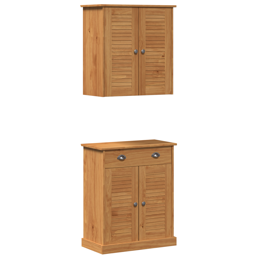 Produktbild för Badrumsmöbelset VIGO 2 pcs Brun och honungsgul Massiv furu