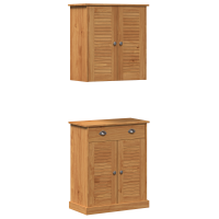 Produktbild för Badrumsmöbelset VIGO 2 pcs Brun och honungsgul Massiv furu