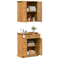 Produktbild för Badrumsmöbelset VIGO 2 pcs Brun och honungsgul Massiv furu