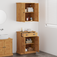 Produktbild för Badrumsmöbelset VIGO 2 pcs Brun och honungsgul Massiv furu