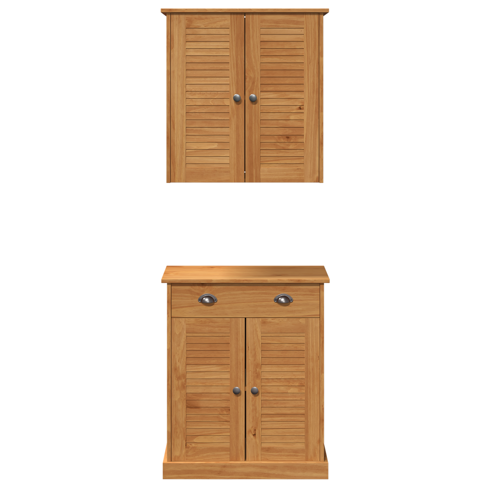 Produktbild för Badrumsmöbelset VIGO 2 pcs Brun och honungsgul Massiv furu