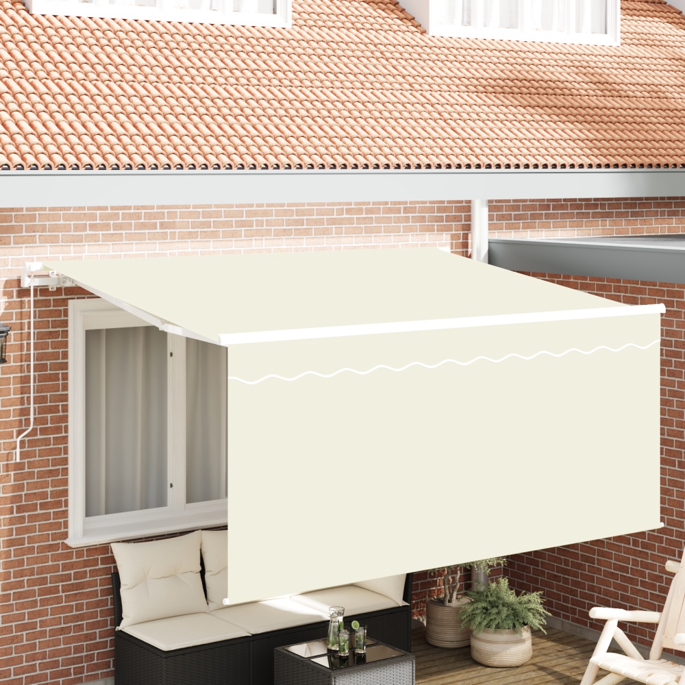 Produktbild för Utfällbar markis Kräm 300 x 200 cm Polyester och aluminium