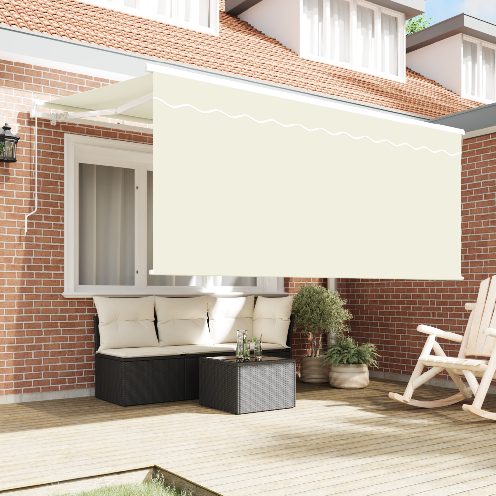 Produktbild för Utfällbar markis Kräm 300 x 200 cm Polyester och aluminium