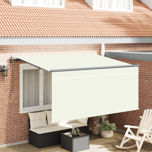 vidaXL Utfällbar markis Kräm 300 x 200 cm tyg