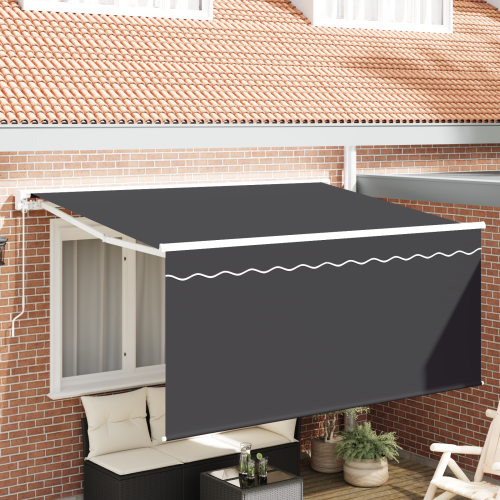 vidaXL Utfällbar markis Randig Antracit 300 x 200 cm tyg