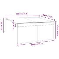 Produktbild för Utfällbar markis Randig Antracit 300 x 200 cm tyg