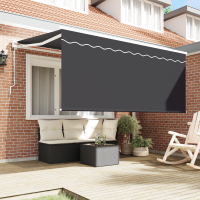 Produktbild för Utfällbar markis Randig Antracit 300 x 200 cm tyg