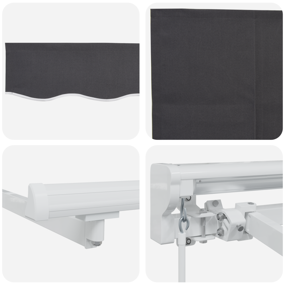 Produktbild för Utfällbar markis Randig Antracit 300 x 200 cm tyg