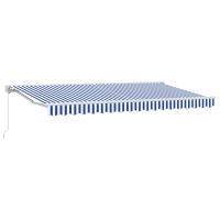 Produktbild för Markisram Blå och Vit 350 x 200 cm Polyester med PU-beläggning