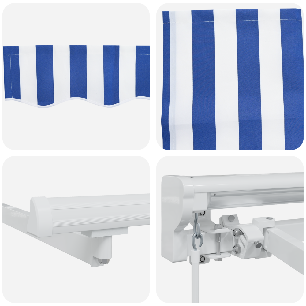 Produktbild för Markisram Blå och Vit 350 x 200 cm Polyester med PU-beläggning
