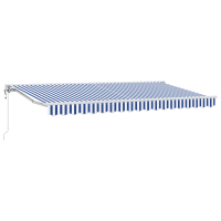 Produktbild för Markisram Blå och Vit 350 x 200 cm Polyester med PU-beläggning
