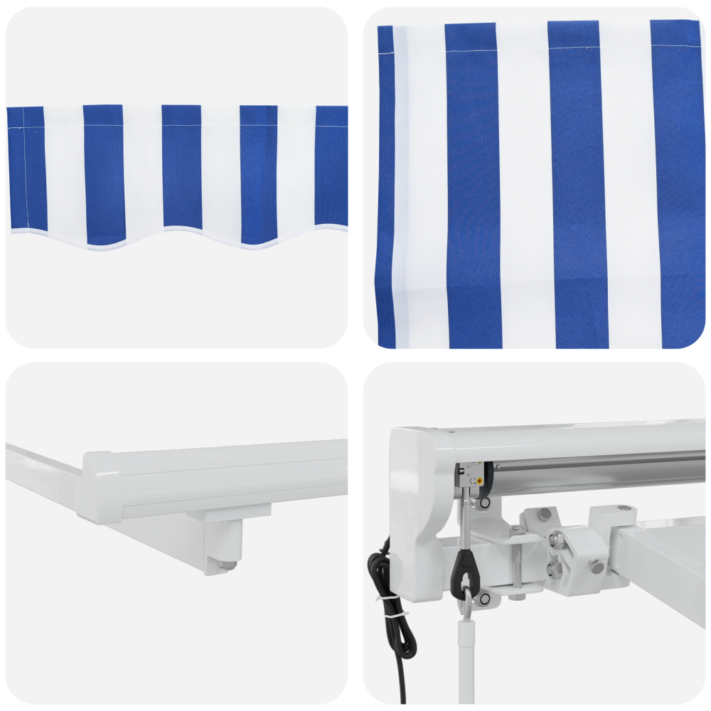 Produktbild för Markisram Blå och Vit 350 x 200 cm Polyester med PU-beläggning