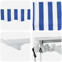 Produktbild för Markisram Blå och Vit 350 x 200 cm Polyester med PU-beläggning
