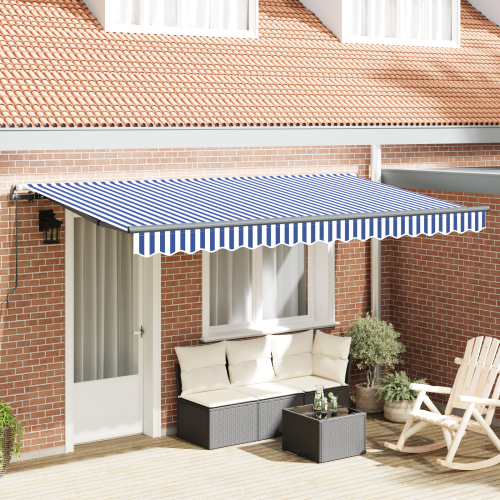 vidaXL Utfällbar markis Blå 350 x 200 cm tyg