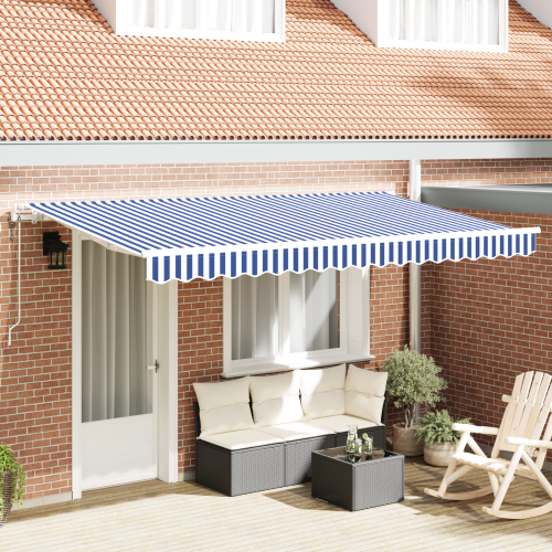 vidaXL Utfällbar markis Blå 350 x 200 cm tyg
