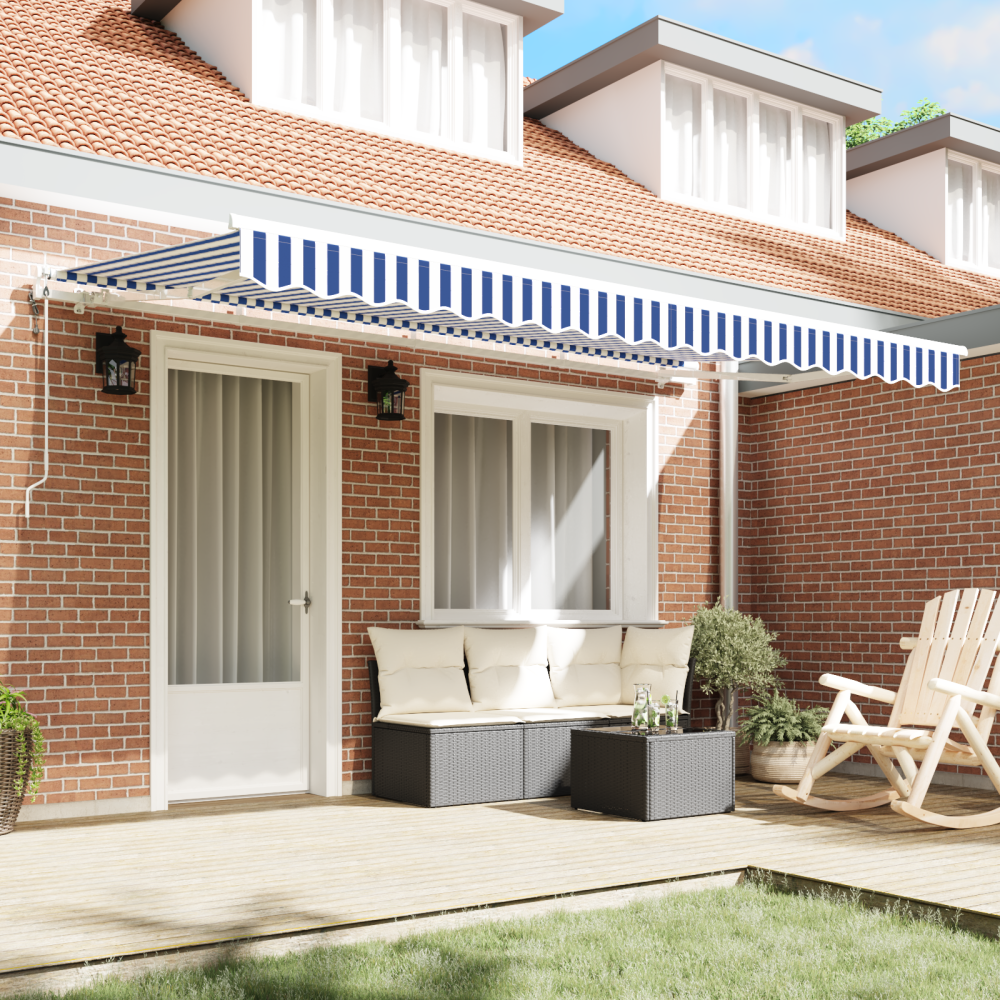 Produktbild för Utfällbar markis Blå 350 x 200 cm tyg