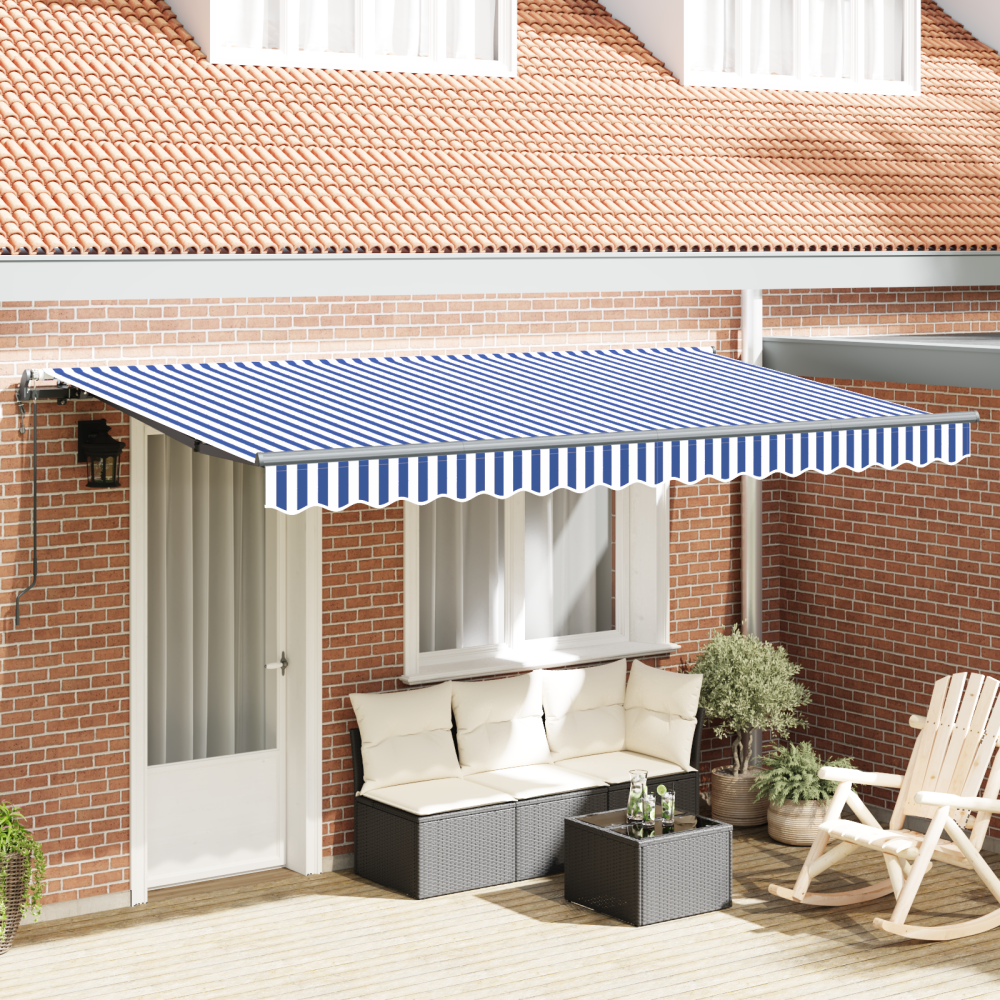 Produktbild för Utfällbar markis Blå 350 x 200 cm tyg